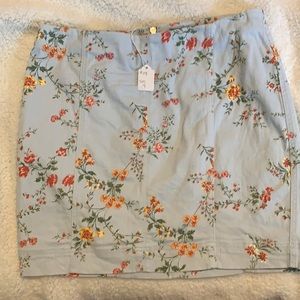 Floral print denim mini skirt